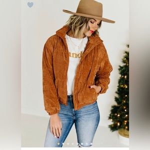 Rust Corduroy Bomber Jacket